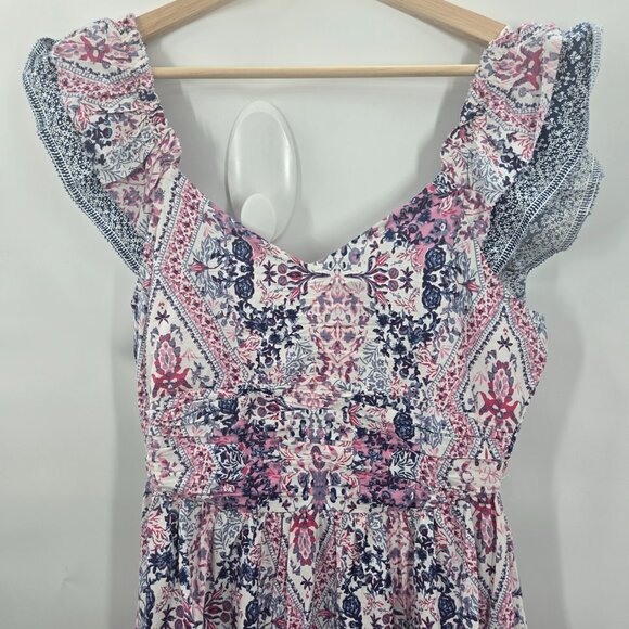 Caroline Constas White Diamond Floral Bohemian Tired Maxi Dress Small FLAW - Picture 4 of 16